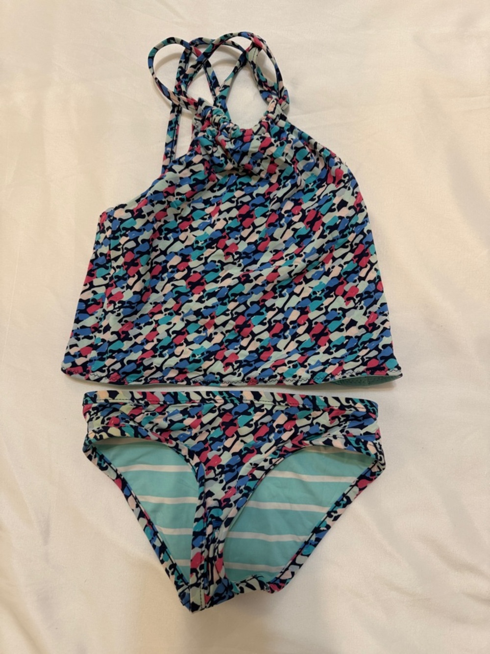 Kids Vineyard Vines  Multicolor High-Neck Tankini Swim Set